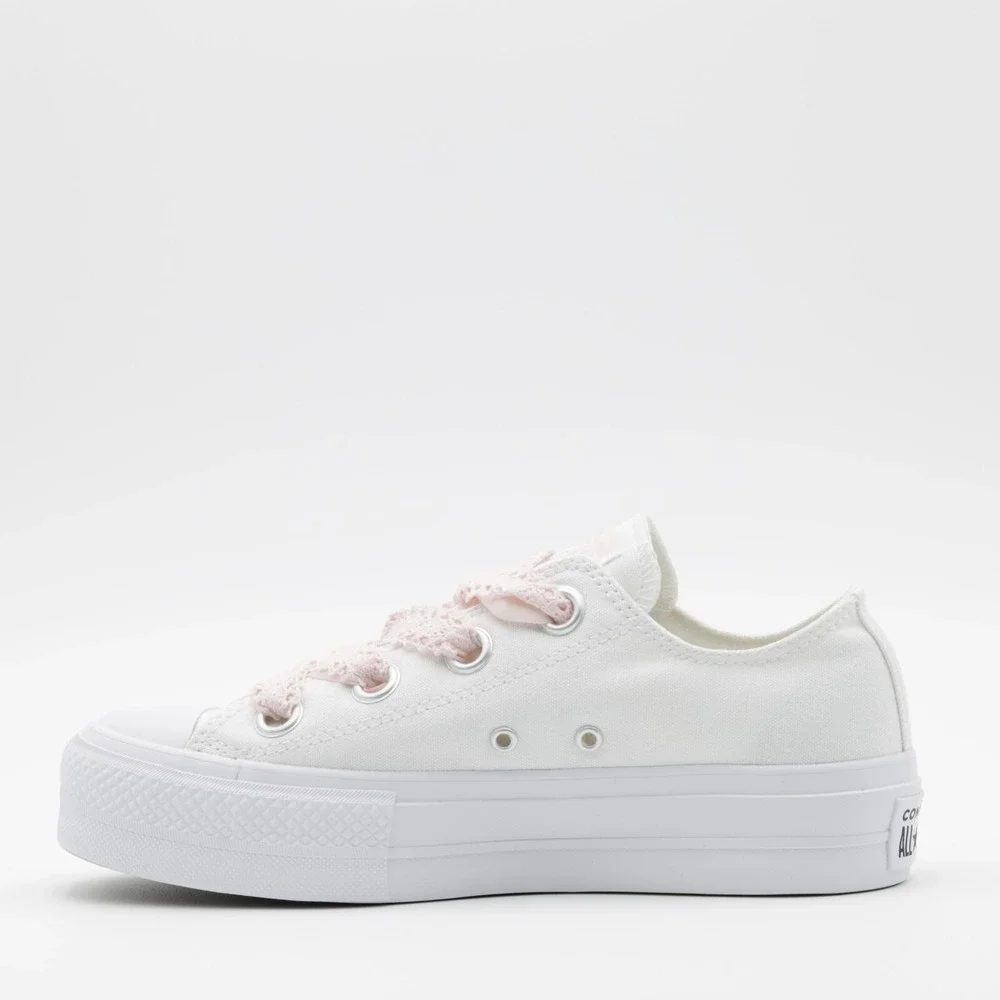 Converse Women's Chuck Taylor All Star Lift Platform Crochet Laces Shoes White 8 - Picture 4 of 11